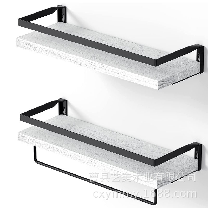 Rack de almacenamiento de pared baño cocina rack de almacenamiento de pared de madera maciza partición flotante hierro colgante de pared suspensión rack
