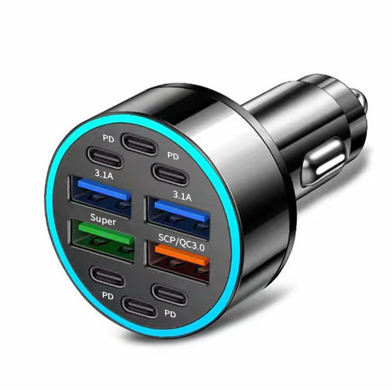新型デジタル表示車充電4usb 66w急速充電pd携帯電話充電ヘッド一牽引四帯光輪車載充電器|undefined