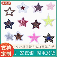 在庫あり 新品 カラフルな五芒星 スパンコール刺繍 布製ワッペン バッグ用パッチ 衣類用ワッペン 多用途刺繍ワッペン 卸売