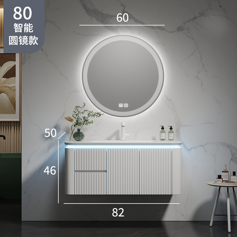 Mueble de baño de cerámica cuenca integrada lavabo de madera maciza lavabo gabinete de baño de cerámica integrada combinación gabinete de lavabo