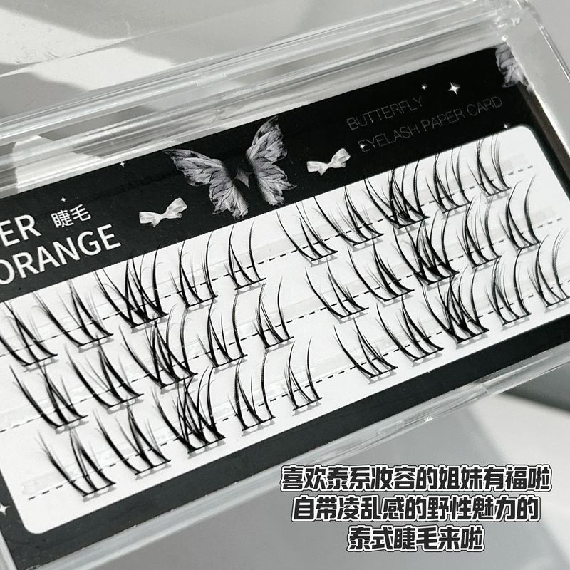 跨境分段式不规则泰式假睫毛免粘胶水自然款胶水款女团眼睫毛批发|undefined