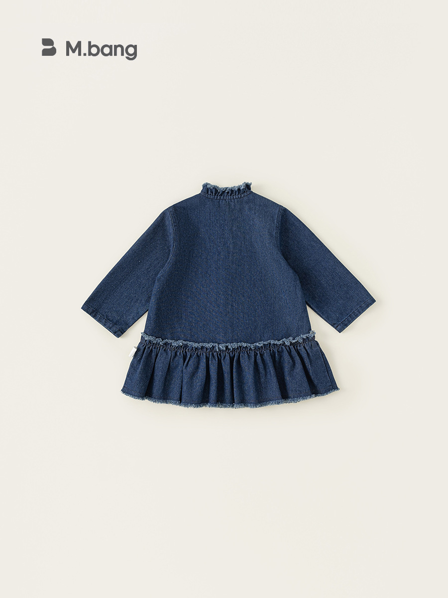 Yubao ropa infantil de niñas vaqueros primavera nuevo vestido infantil de niñas coreana falda de lótus falda de manga larga