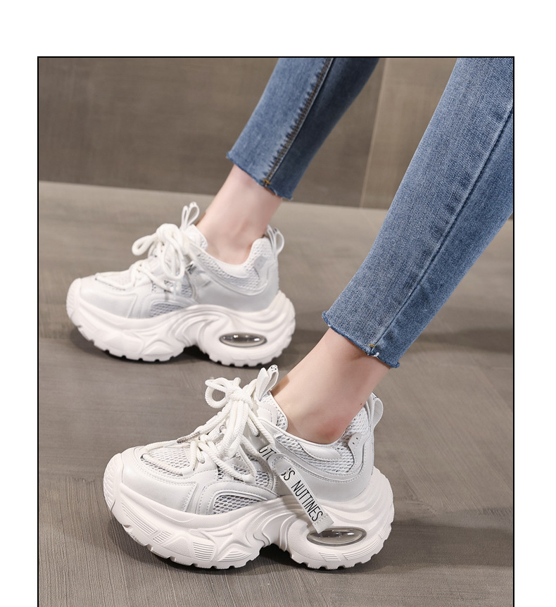 Giày sneaker nữ đế dày độn cao thoáng khí mặt lưới HS9866-5 — Màu trắng be chi tiết 15