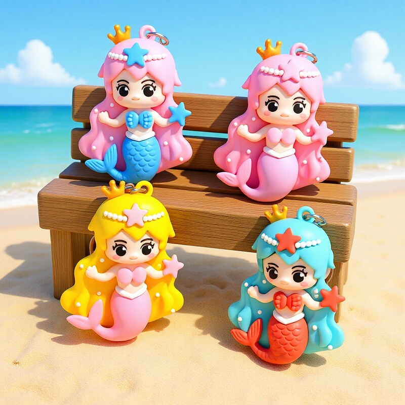 5288# cute Mermaid Doll keychain exquisite Mermaid Princess cartoon bag car gift pendant
