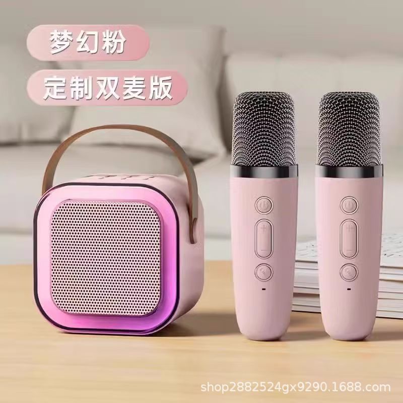 K12蓝牙K歌音箱带卡拉OK麦克风重低音家庭伴唱无线便携无线小音箱|undefined