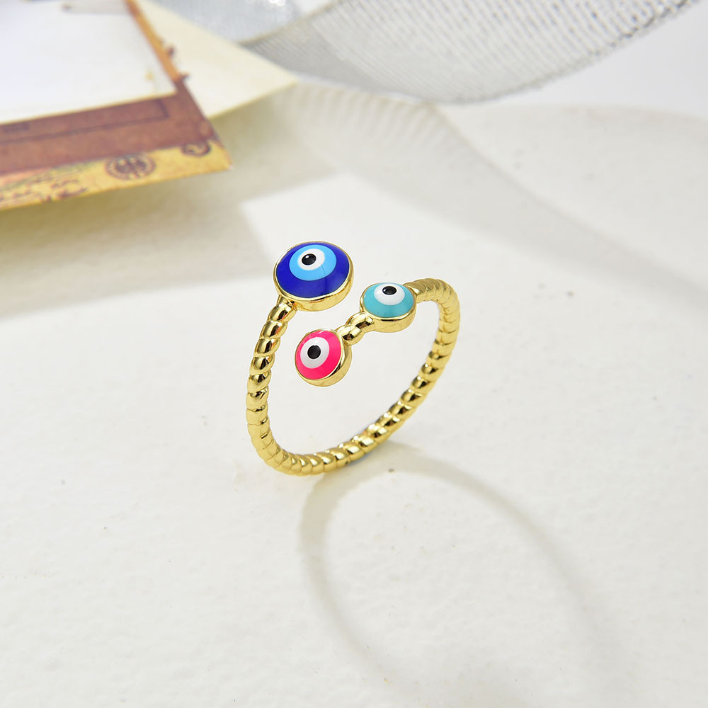 Devil'S Eye Pattern Fashion Devil's Eye Copper Enamel Plating Open Ring 1 Piece
