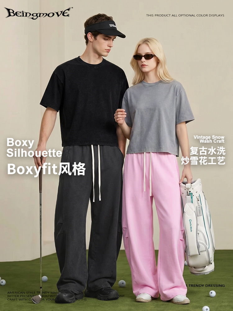 Calle seca de verano 2026 marca de moda americana retro pantalones de macheta recto deportivo casual pantalones de algodón sueltos para hombre