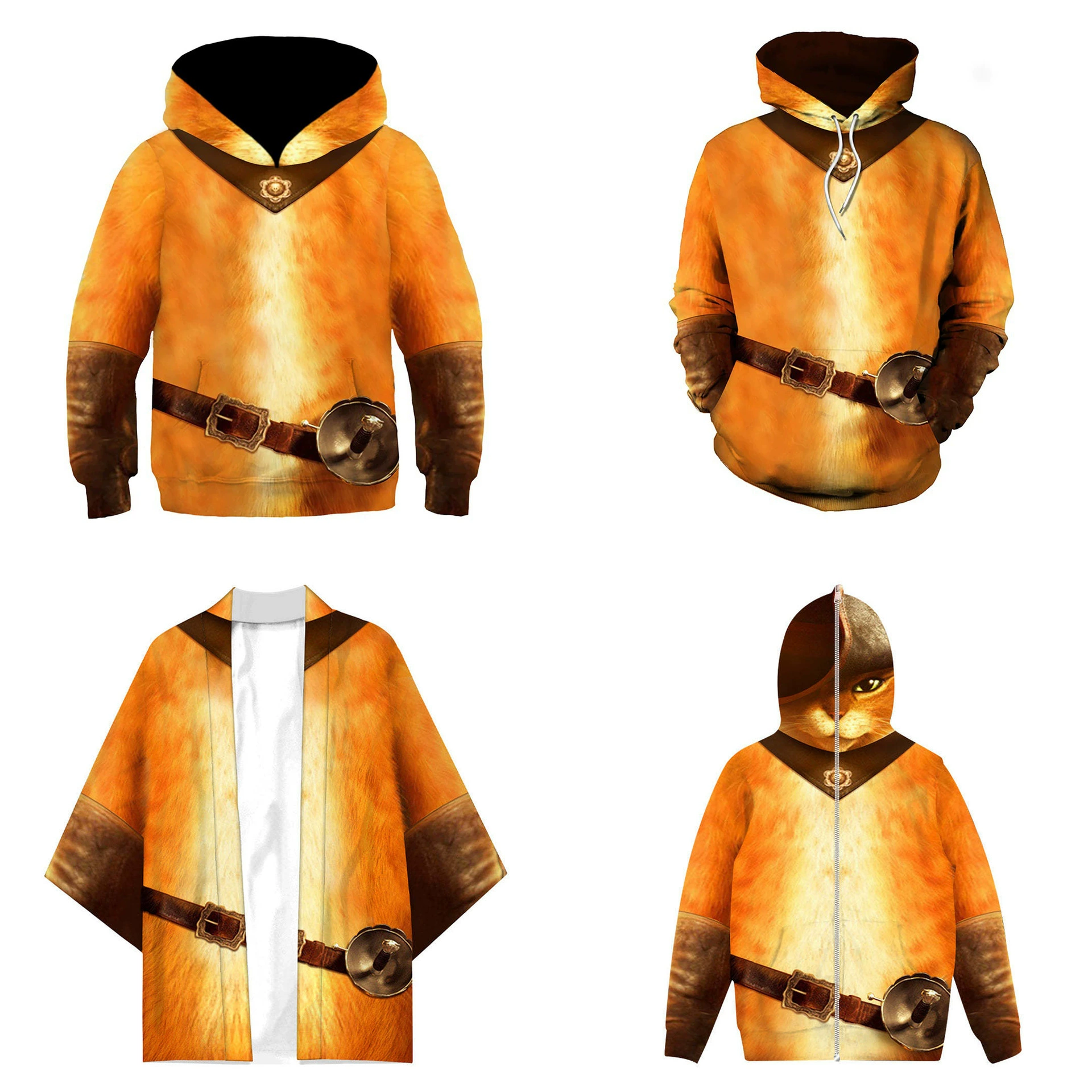 2025 Shoe Cat Новый стиль Кот в сапогах Толстовка с капюшоном с 3D цифровой печатью Shoe Cat Side Story Series Толстовка