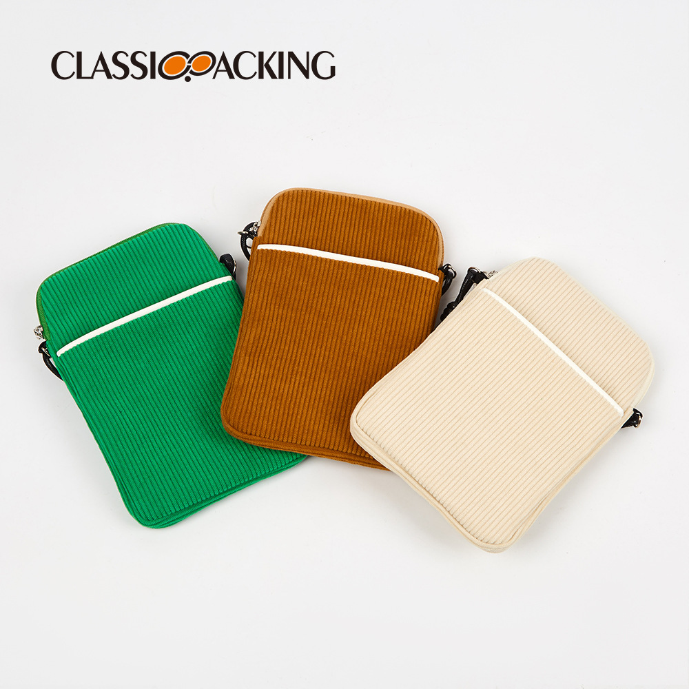 Fábrica al por mayor bolsa de teléfono móvil crossbody de gran capacidad bolsa de lápiz labial multifuncional material de pana bolsa de ID logotipo imprimible