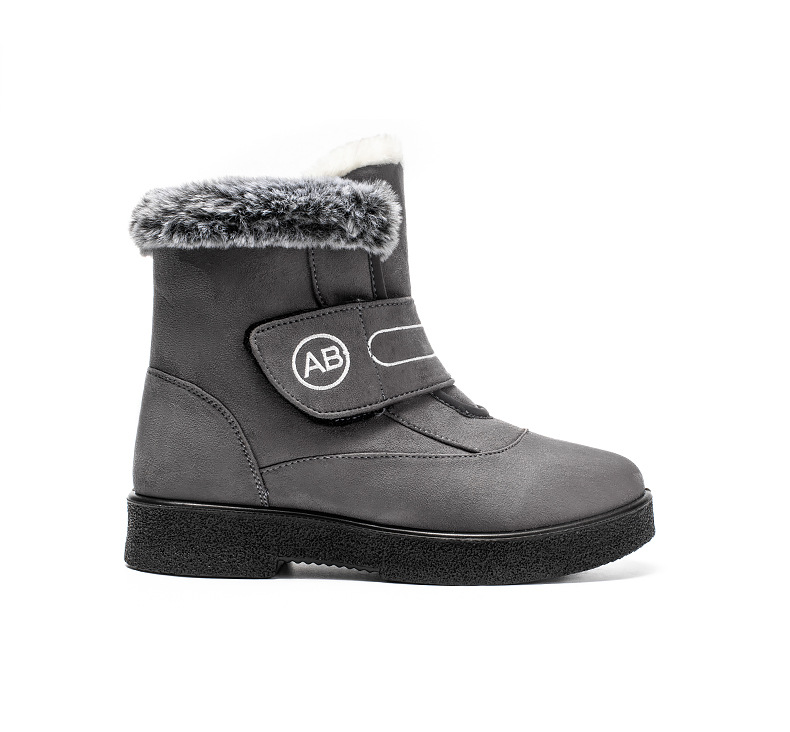 Snow boots slip-on Velcro casual short boots Warm cotton shoes large size and thick_voghion.com
