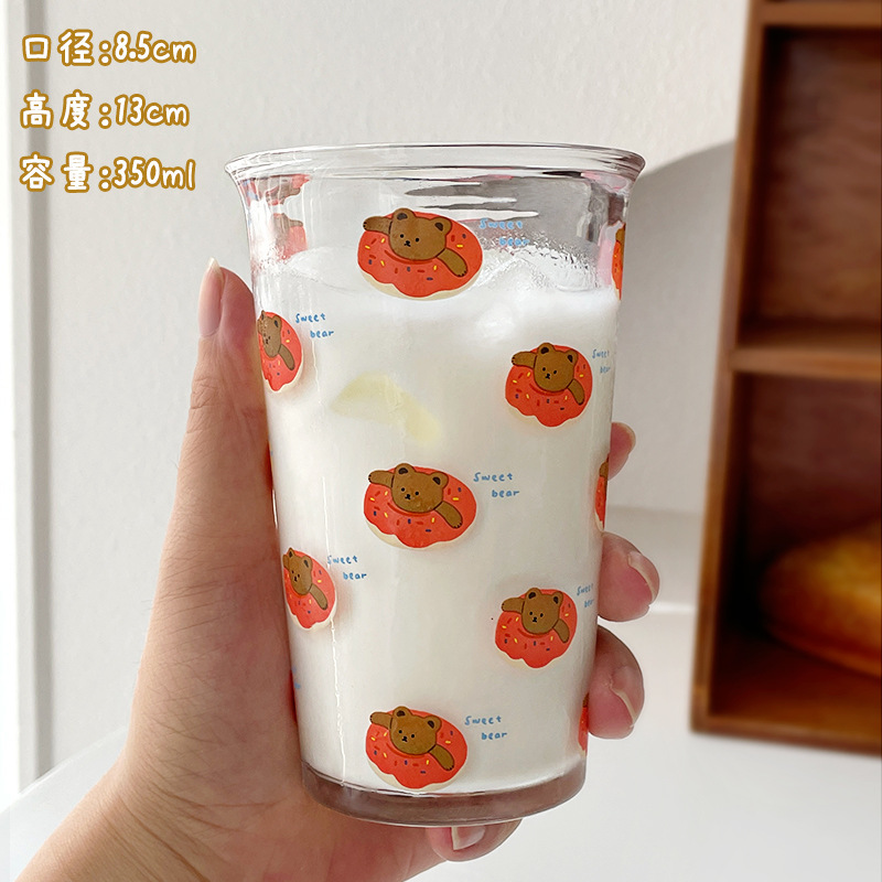 インスタ风可爱いグラス厚手大容量ミルクカップ家庭用コップ高颜値カップ冷コーヒーカップ|undefined