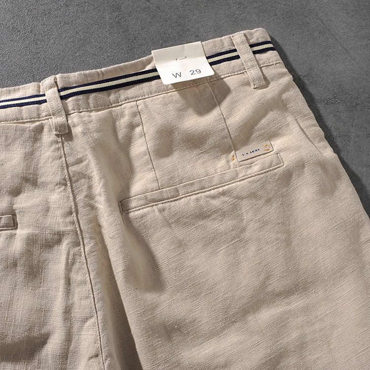 DEESMANCE and CO spring/summer American comfortable wash cotton linen simple men's casual pants five-point pants 277 33 DEESMANCE and CO spring/summer American comfortable wash cotton linen simple men's casual pants five-point pants 277 33