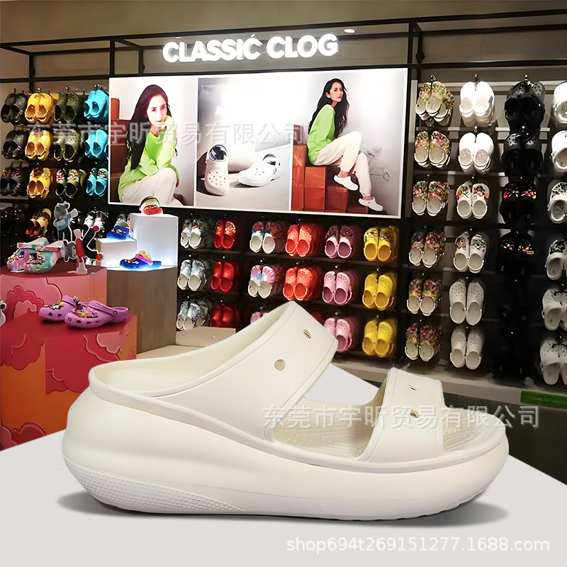 Cross Puff Double Strap Summer Celebrity Women's Sandals Slippers Thick-soled Heightened Baotou Beach Shoes Non-slip