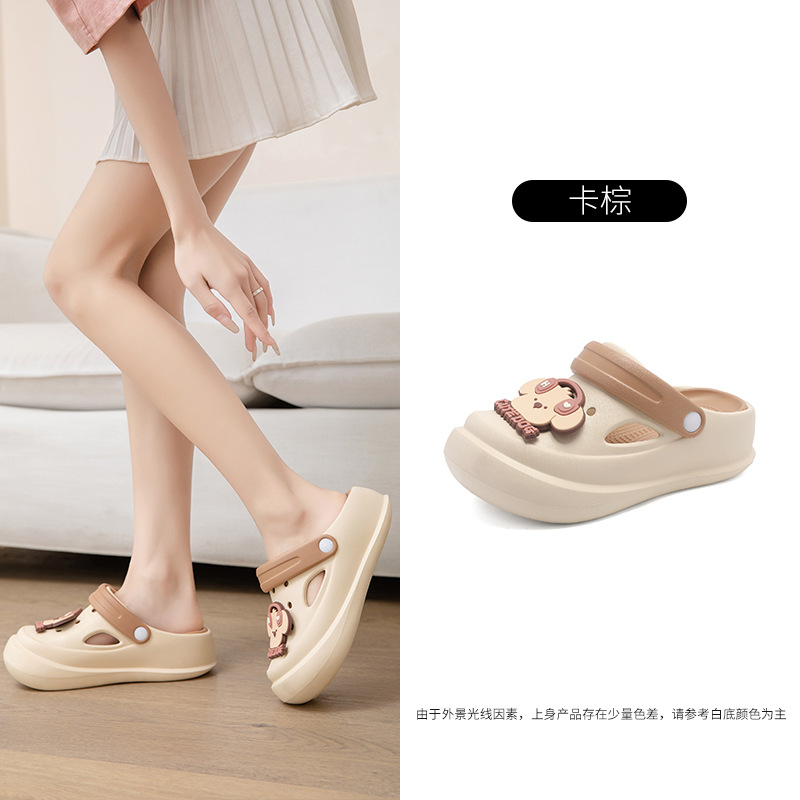 Zapatos con agujeros de dibujos animados zapatillas para niños niñas verano dibujos animados lindo antideslizante Baotou zapatos con agujeros para niños grandes