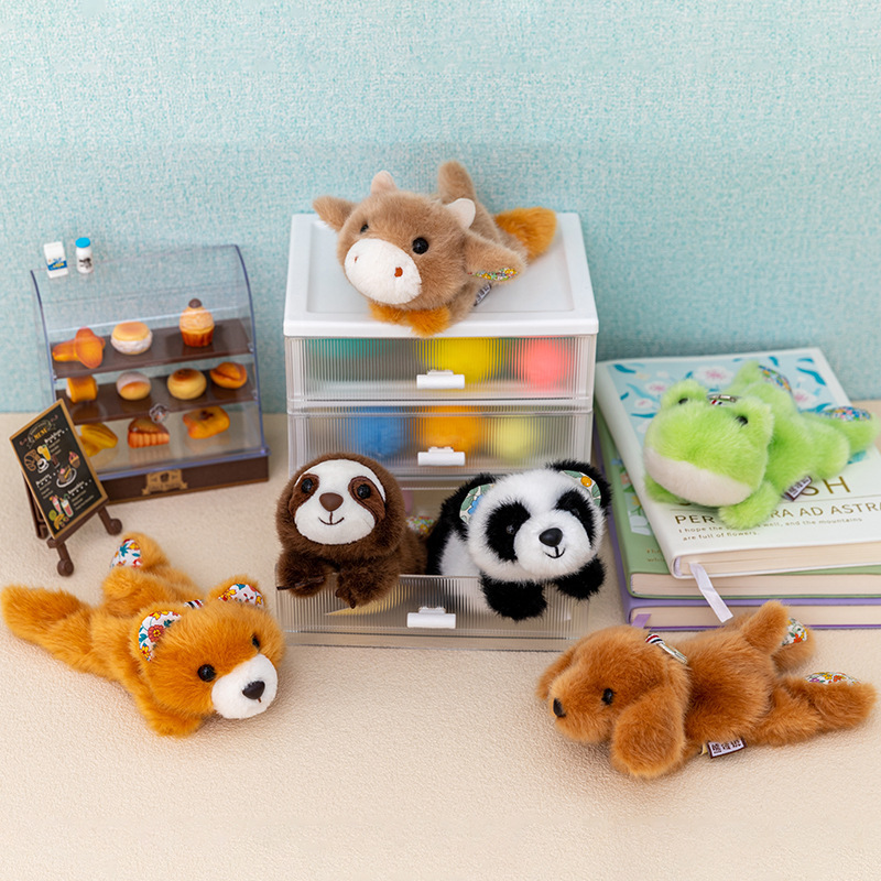 Super Cute Floral Calf Plush Toy Lying down Cat Office Desk Decoration Backpack Dinosaur Pendant Zoo Souvenir Wholesale