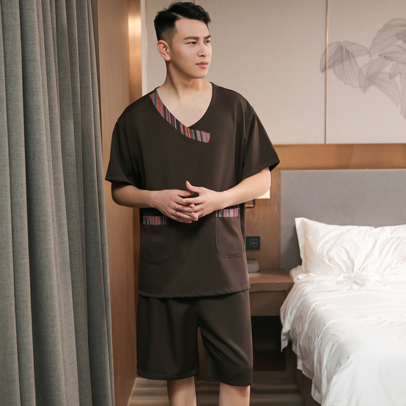 사방 스판 다크 브라운 반꽃무늬 칼라