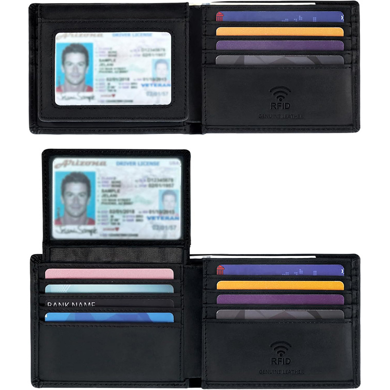 Fabricantes transfronterizos mayoristas de piel de vaca, bolso de cambio, cartera de cepillo antirrobo, cartera de cuero para hombres, cartera de cuero