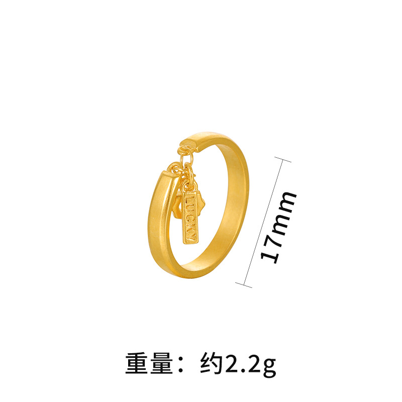 Anillo de oro Arena de Vietnam Colgante de mujer Anillo de la suerte Diseño de sentido estilo INS no desvanecimiento Celebridad de Internet misma etiqueta de engranaje