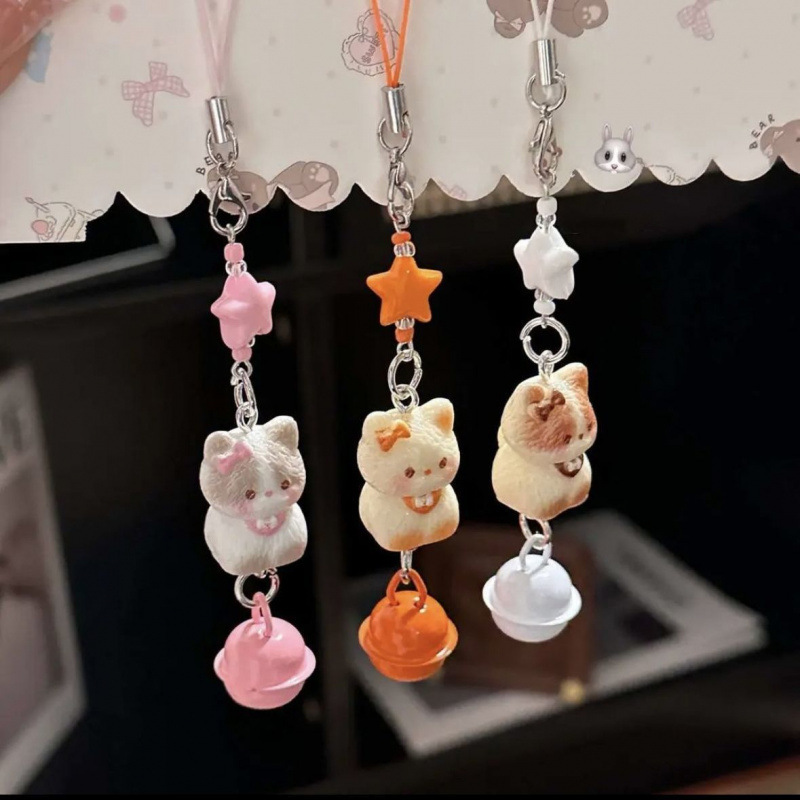 かわいい新しい甘いシャム猫携帯電話チェーンベルスターペンダント漫画立体猫バッグペンダントペンダント|undefined