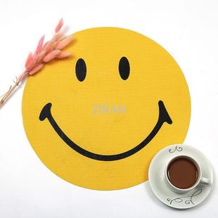 Wholesale Supply Placemats Round Smiley Face Print Teslin Placemats Coasters Waterproof and Insulated 38cm Round Placemats