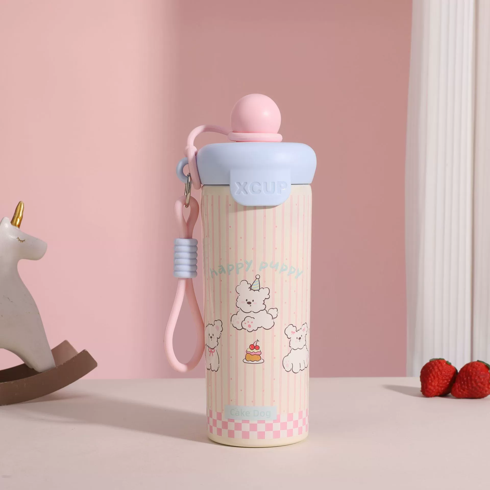 Glass stainless steel with glass, cartoon capacious teapot for elementary school students