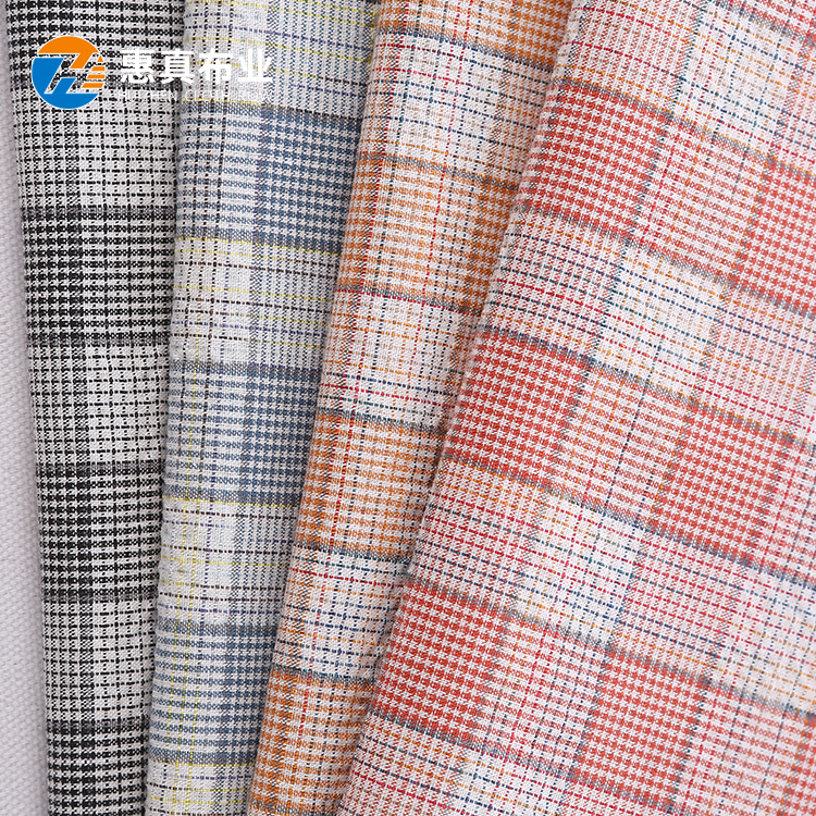厂家供应涤棉彩色春夏泡泡格子布 彩纱色织格子衬衫连衣裙面料