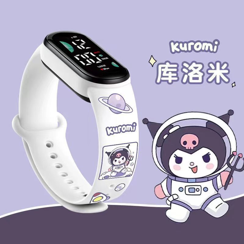 Kuromi Cute Student Silicone Watch Cartoon Korean Version Junior High School Printed Fashion Luminous Waterproof Children's Sports