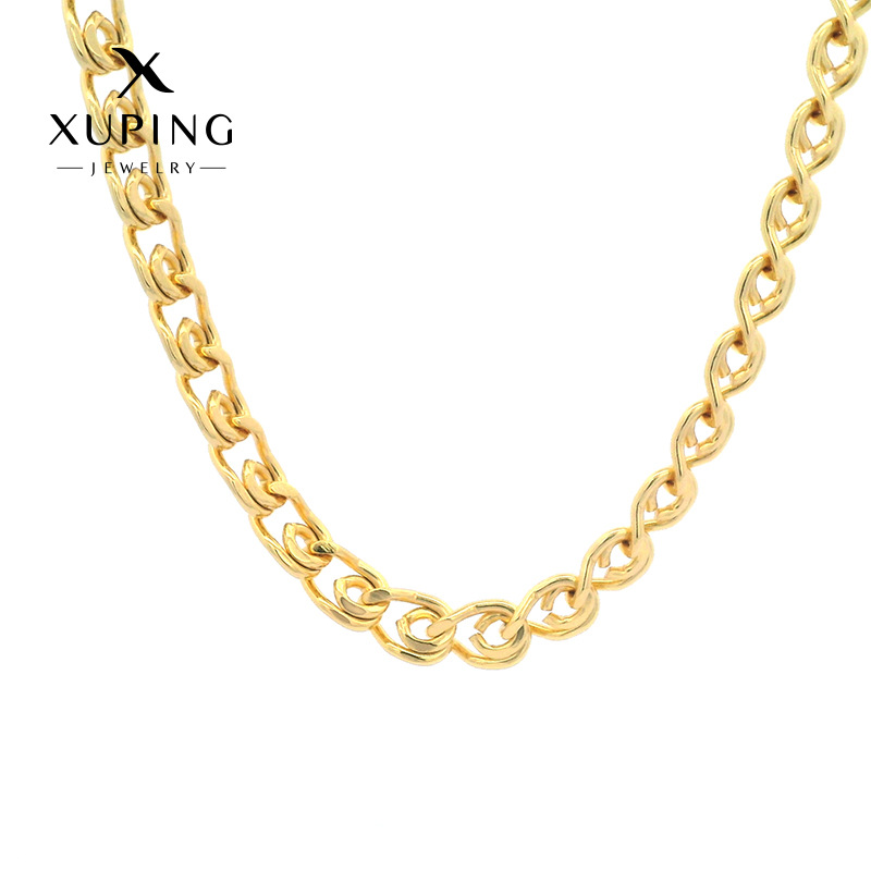Xuping nuevo color de aleación chapado 24k simple ligero collar de lujo estilo clásico collar universal para hombres y mujeres