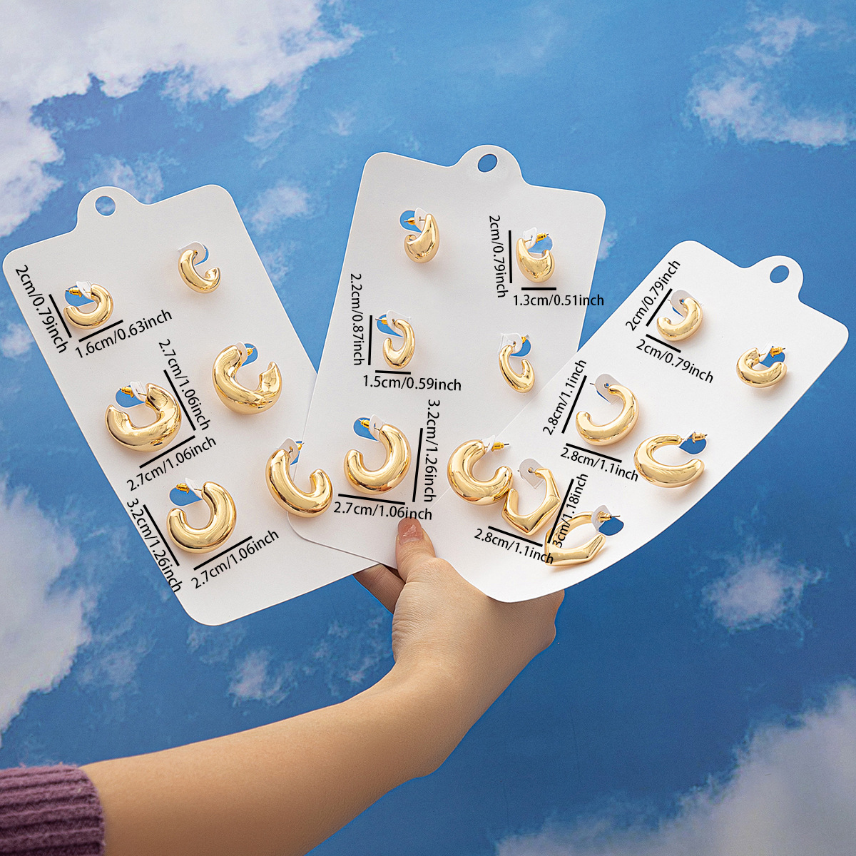 32g Weight Steel needle Ear Needle Material Ear Studs Classification 1 Set Simple Style C Shape Alloy Ear Studs