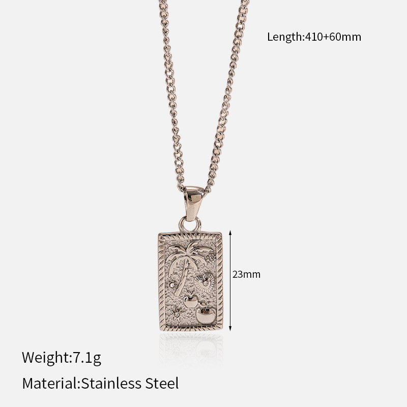 Pendant Necklace Classification Wholesale Jewelry Elegant Vintage Style Cross Coconut Tree Lion 304 Stainless Steel Mixed Metal Plating Cable Chain Box Chain Snake Chain Pendant Necklace