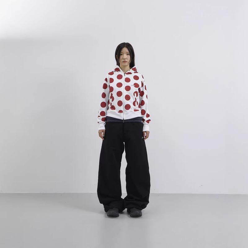 2026 Cross-Border European and American New Style Karl Polka Dot Hooded Cardigan Sweatshirt Unisex Loose Fashion Top