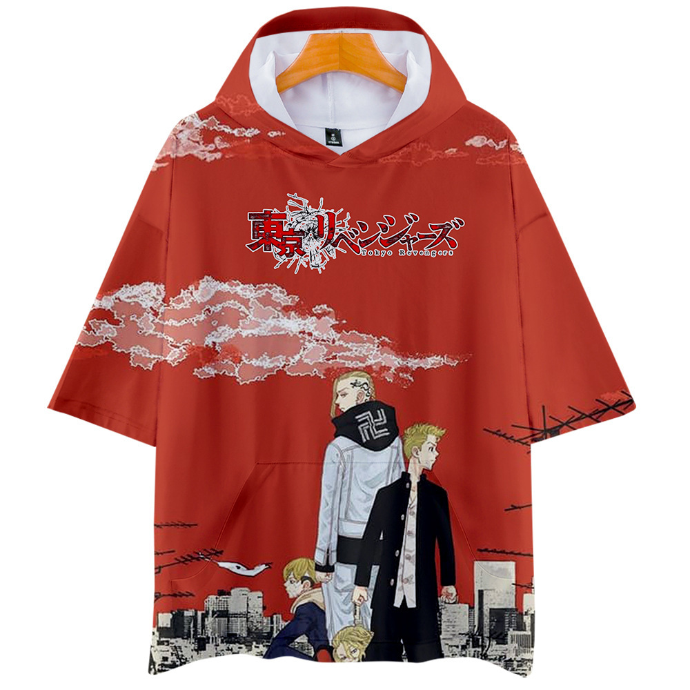 东京卍复仇者联盟带帽短袖T恤二次元日漫同款外套夏季宽松衣服