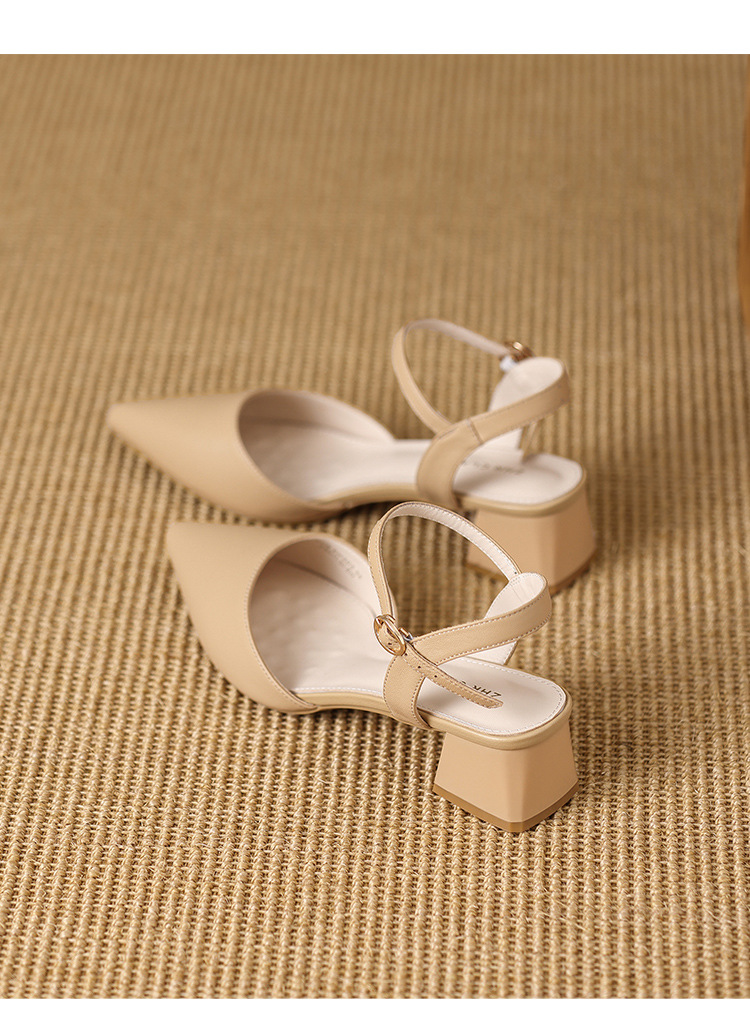 Sandal cao gót nữ mũi nhọn quai hậu kiểu Pháp — EH303 Đen chi tiết 19