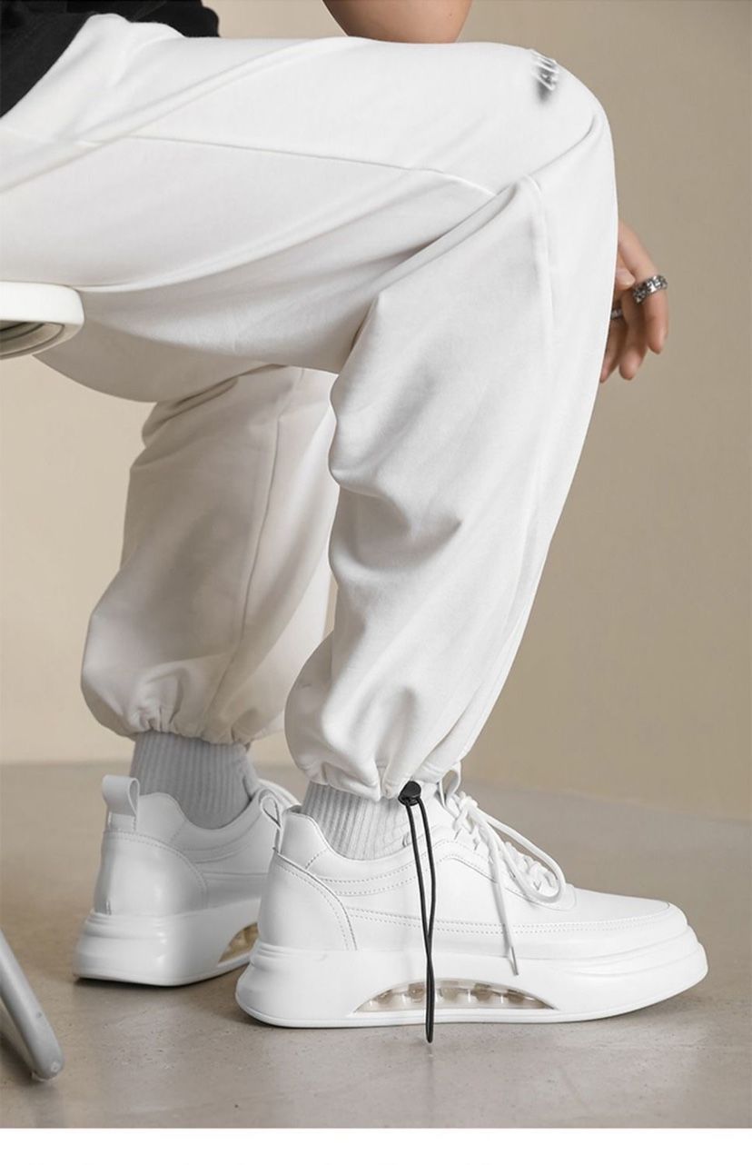 Chaussures blanches à coussin d'air pour hommes, nouvelle collection automne, tendance, taille haute, sport, plate-forme polyvalente décontractée_voghion.com