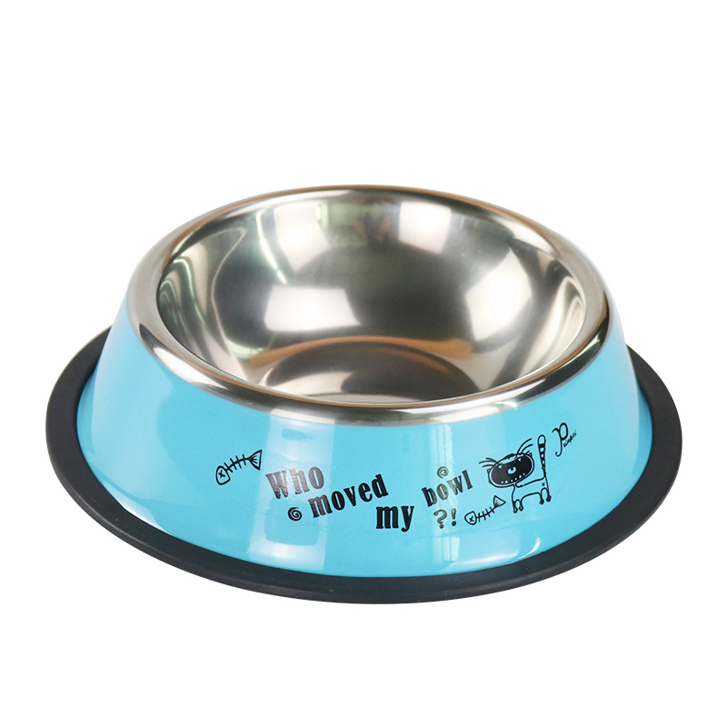 Suministro directo de fábrica de dibujos animados de acero inoxidable Pet Bowl antidetonante perro tazón de comida agua potable alimentación gato tazón de comida para mascotas tazón