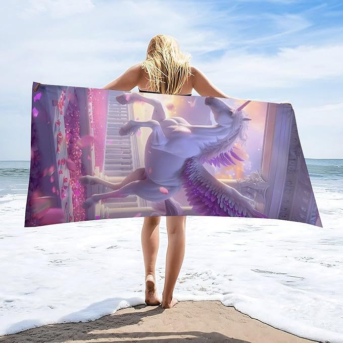 Angel Horse Microfiber Beach Towel Extra Large Quick Dry Bath Towel Swimming Pool Camping Picnic