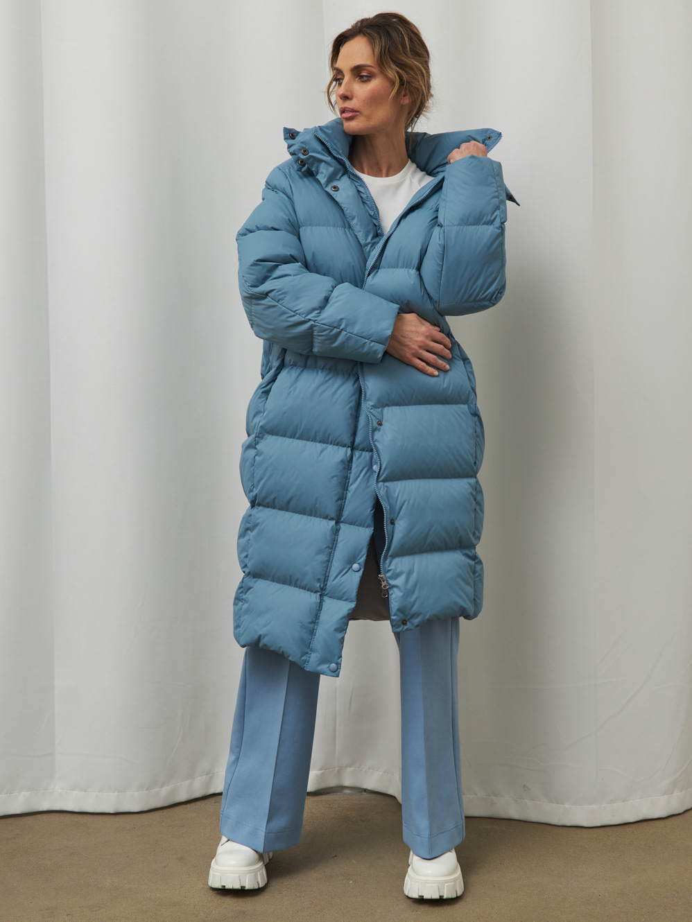 Dames lange donsjas met capuchon warme winterjas_voghion.com
