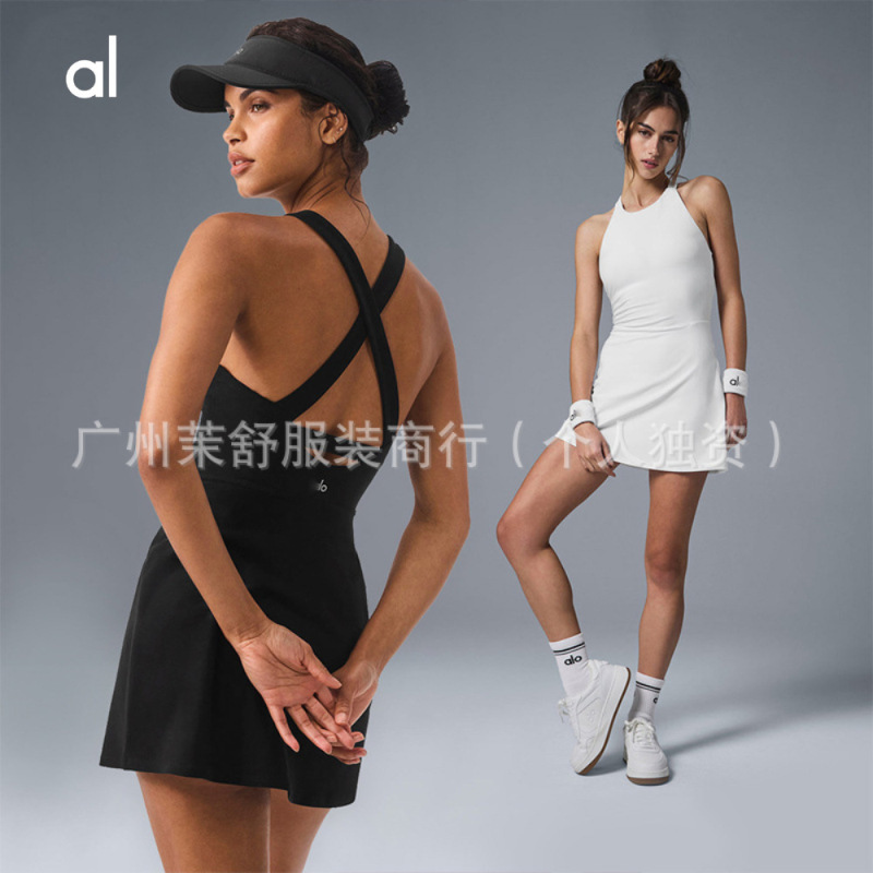 alo原标2025款裸感网球裙防走光可拆卸胸垫专业运动训练服瑜伽裙|undefined