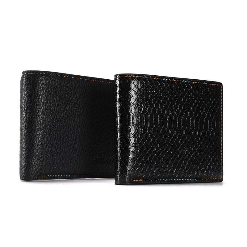 Cartera corta de los hombres transfronterizos de Europa y América del patrón del cocodrilo billetera juvenil dos veces la cremallera horizontal titular del boleto certificado bolsa en stock