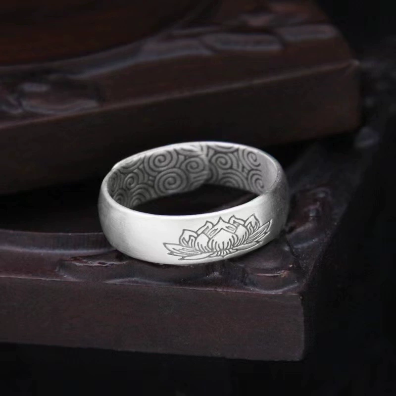 Retro fashionable classic ethnic ring, ethnic style, on index finger