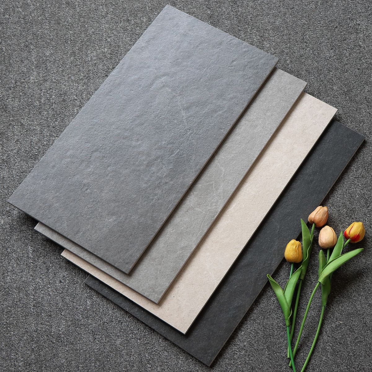 灰色瓷砖300x600全瓷仿古砖户外露台墙砖卫生间凹凸面防滑地砖