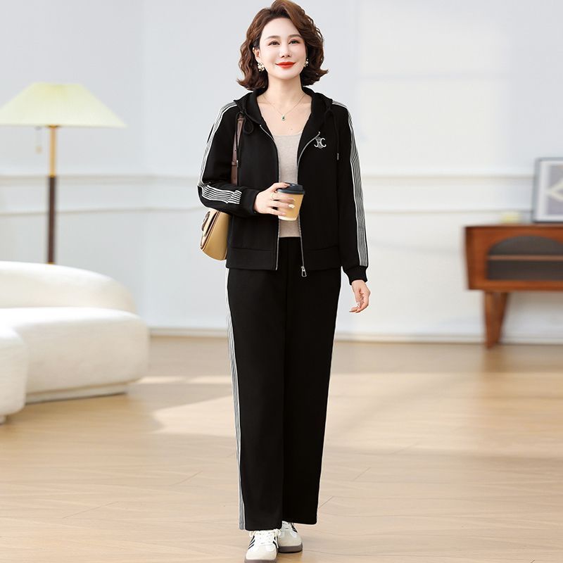 时尚奶茶色套装女秋装妈妈休闲外套中老年女装2025热卖春秋两件套|undefined