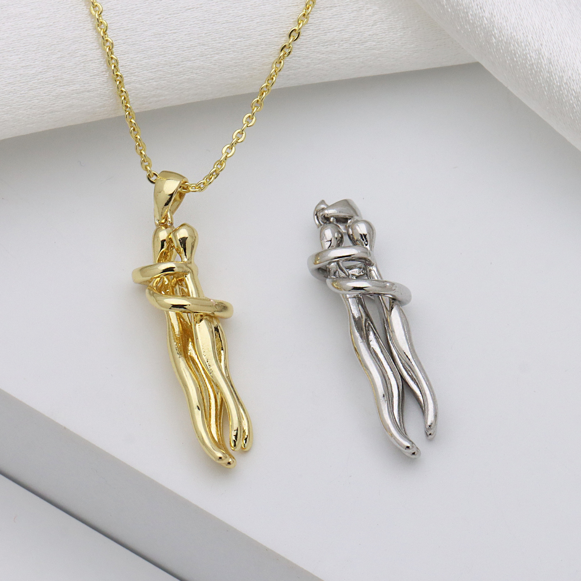 Copper Chain Material Wholesale Jewelry IG Style Human Copper Mixed Metal Plating Pendant Necklace Cable Chain