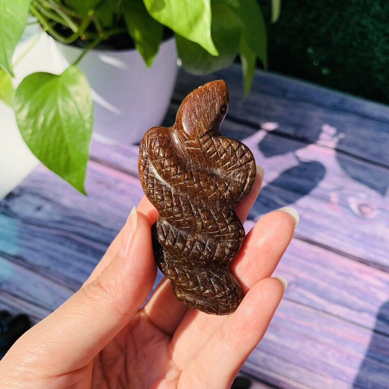 天然水晶金曜石原石雕刻蛇 水晶小摆件挂件  热销 图 3