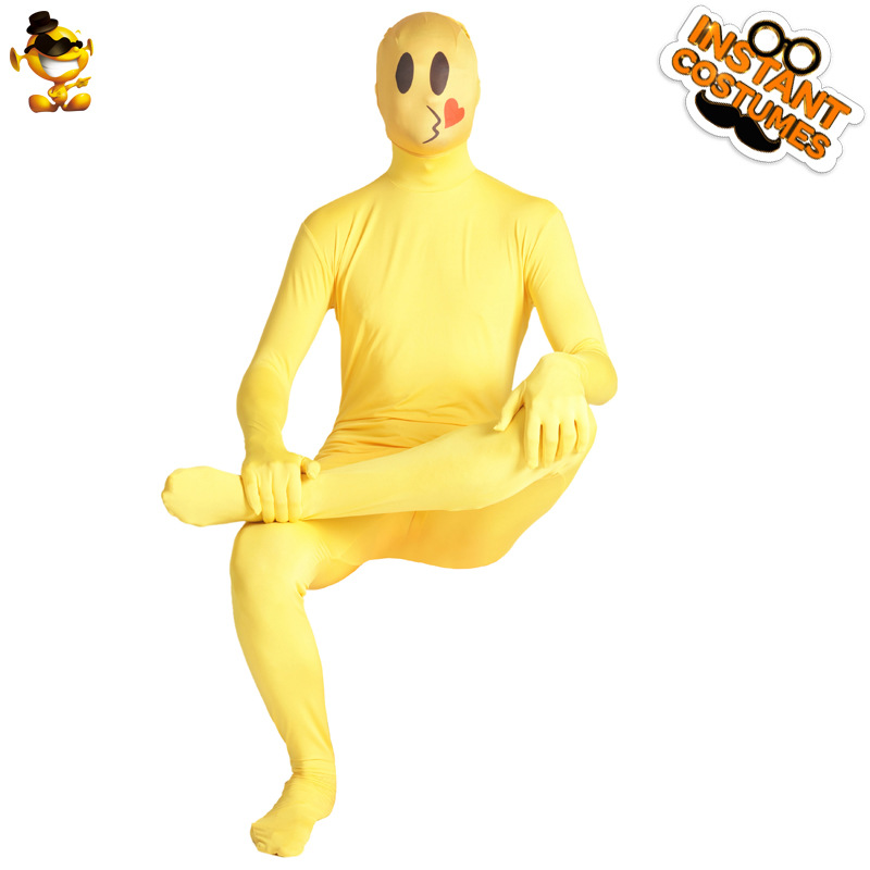 Adultos de Halloween divertido amarillo expresión invisible mono traje divertido de los hombres y las mujeres del partido traje
