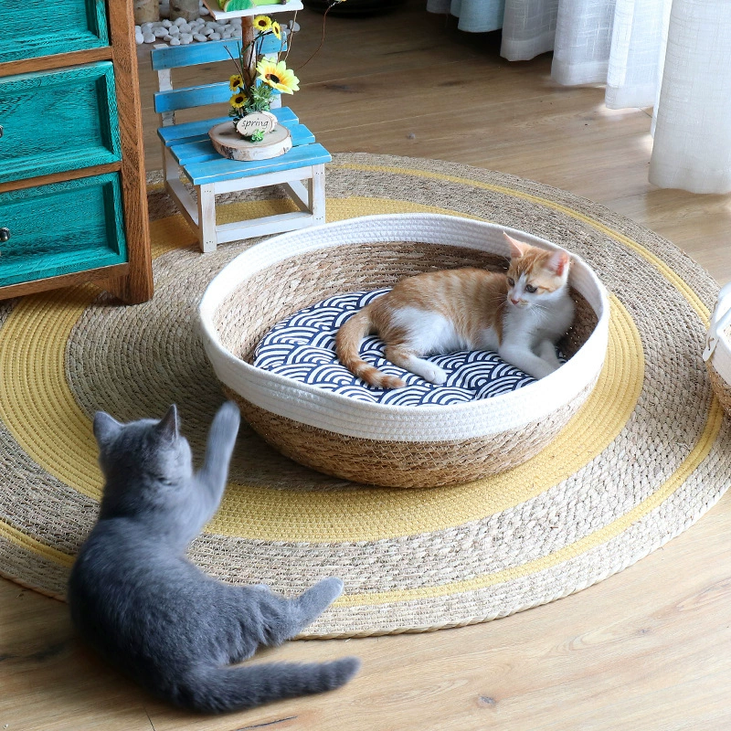 Домашние питомники кошачьи гнезда теплые ротанговые кошачьи царапины Four Seasons Универсальный супер большой кот коврик