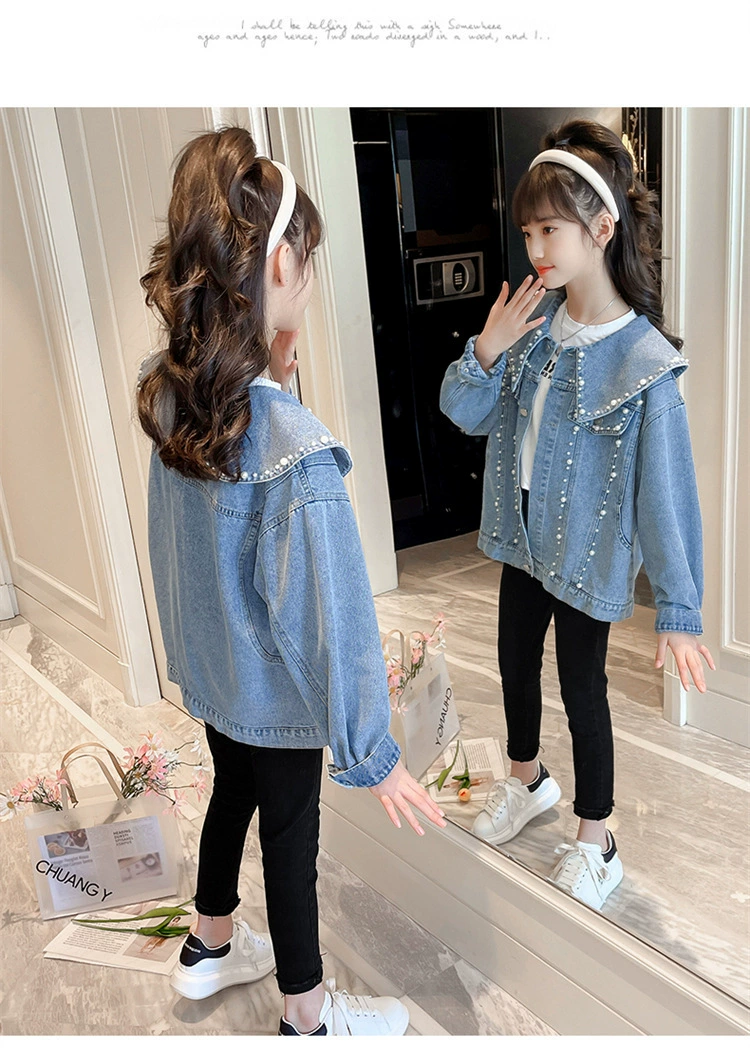 ice fishing coats Children's Clothes Girls Denim Jacket Fashion Style Hooded Tops Little Girls Spring and Autumn Tops Kids Jean Jackets for Girls denim jacket with fur