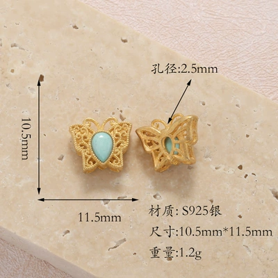 Turquoise S925 Silver Gold-Plated: Zərgərlik ara hissələri - t6a3085