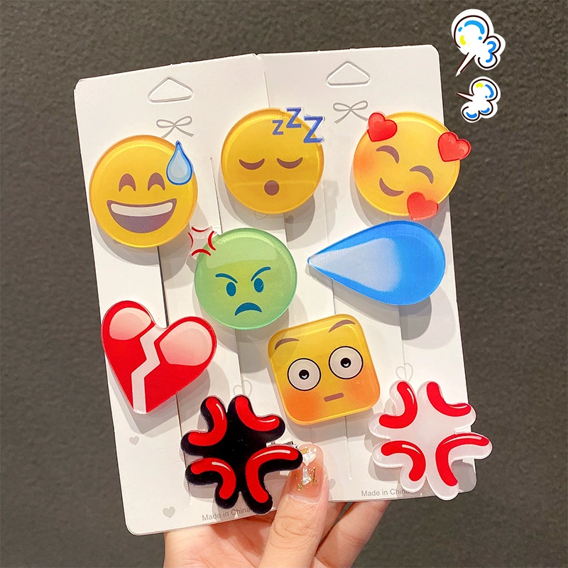 Набор заколок для волос (Drip Khan) наклейки Emoji Water-Drop & Sweat, 16 вариантов