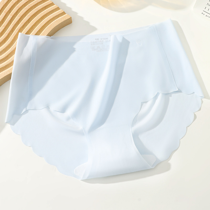 Ropa interior de seda de hielo para mujer pantalones cortos triangulares finos de verano cabeza algodón puro antibacteriano transpirable entrepierna bragas sin costuras para niña de cintura media